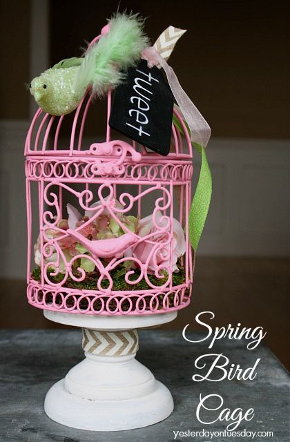 jaula de pjaros de primavera con michaels y hometalk mpinterestparty, Alegra tu decoraci n con esta bonita jaula de p jaros de primavera