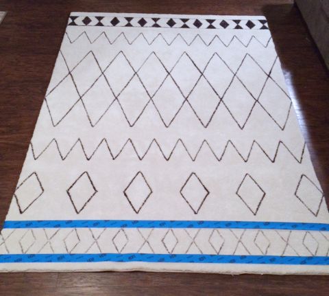 diy sharpie rug a west elm knockoff, crafts, flooring, repurposing upcycling, DIY Sharpie Rug I changed the border up a bit