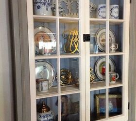 colonial country cupboard re loved, painted furniture, Painted Glass Antique Windows repurposed as cupboard doors