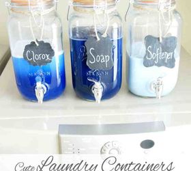 mason jar laundry soap containers with diy chalkboard tags, cleaning tips, mason jars, repurposing upcycling