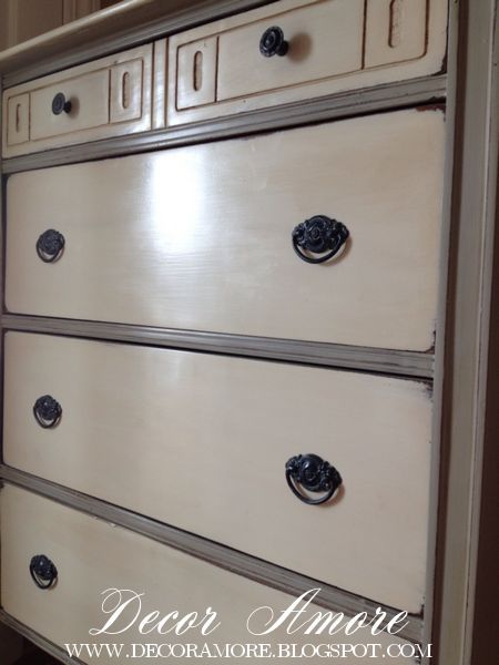 an antique dresser makeover, painted furniture, Shine achieved with wax and buffed with 0000 steel wool