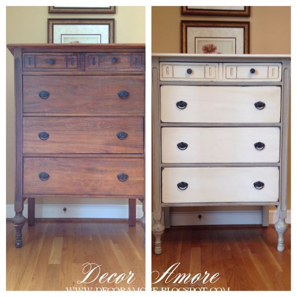an antique dresser makeover, painted furniture, Before and after