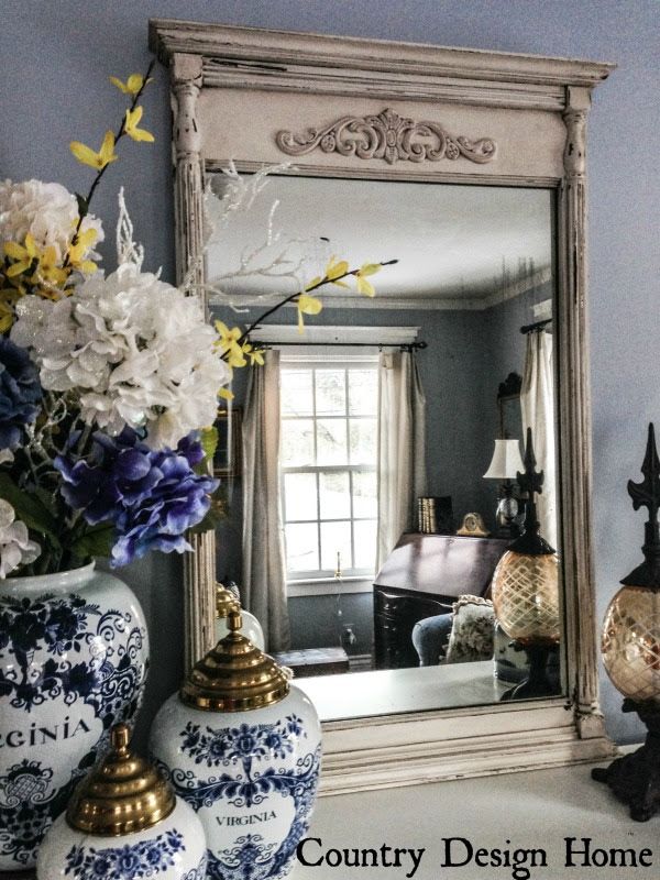 diy antiqued mirror on the wall, home decor, painted furniture, repurposing upcycling, The After Photo
