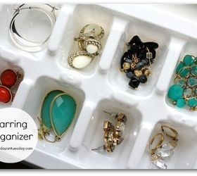 7 smart dollar store organizing solutions springcleaning, crafts, organizing, Organizing Solution 6 Ice Cube Tray to Earring OrganizerRepurpose an ice cube tray into an earring holder it will keep your baubles neat and tidy