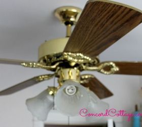 ceiling fan makeover with black white chevron, repurposing upcycling, reupholster, Here s the before picture