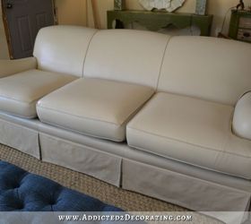 painted upholstered sofa, outdoor furniture, painted furniture, Sofa painted with latex paint with fabric medium added