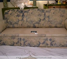 painted upholstered sofa, outdoor furniture, painted furniture, The sofa after the first coat of paint It was a big mess but I didn t panic Having done my research I knew what to expect It took a total of four coats of paint