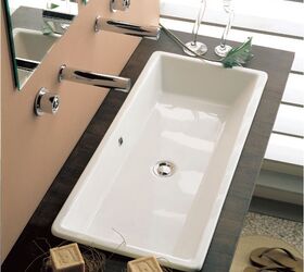 modern ceramic bathroom sinks, products, 34 5 x 15 5 self rimming or vessel ceramic bathroom sink includes overflow SKU 8033 Price 490