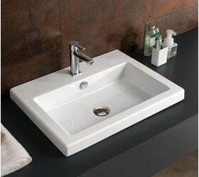 modern ceramic bathroom sinks, products, 24 x 18 self rimming ceramic bathroom sink includes overflow and one faucet hole SKU CAN01011 Price 347