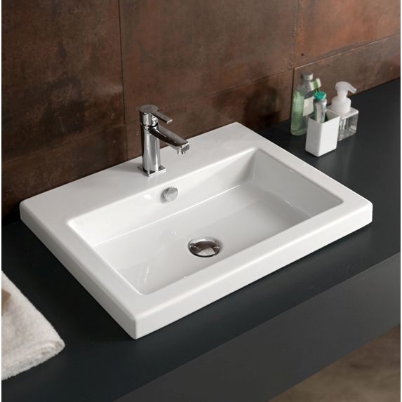 modern ceramic bathroom sinks, products, 24 x 18 self rimming ceramic bathroom sink includes overflow and one faucet hole SKU CAN01011 Price 347