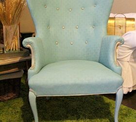 favorite furniture makeover painting upholstery the awesome way, painted furniture, Read the trick to cleaning the fabric and painting the upholstery the easy way