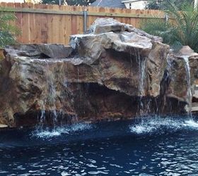 swimming pool waterfalls swimming pool water features swimming pools, outdoor living, ponds water features, pool designs, spas, Swimming Pool Waterfall built into a Inground Swimming Pool Backyard waterfalls compliment this Backyard Swimming Pool Water Feature with lighting design Swimming Pool Waterfall Design Ideas
