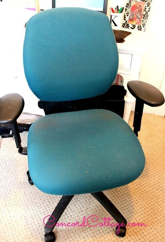 office makeover in progress, craft rooms, home decor, home office, shabby chic, We needed a new chair and my sis in law s office was moving thank you Tracy and they were giving some office things away so this chair was FREE