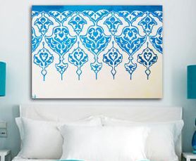 trending in home decor designer aerin lauder, bedroom ideas, home decor, Another easy Blue White tip would be wall art Etsy