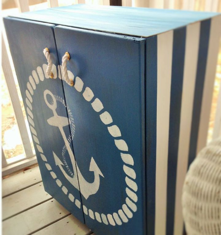 anchors away vintage cabinet transformed, painted furniture, repurposing upcycling, Anchors Away Vintage Metal Cabinet