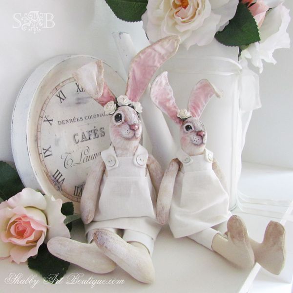 hand painted bunnies for easter, crafts, easter decorations, painting, seasonal holiday decor