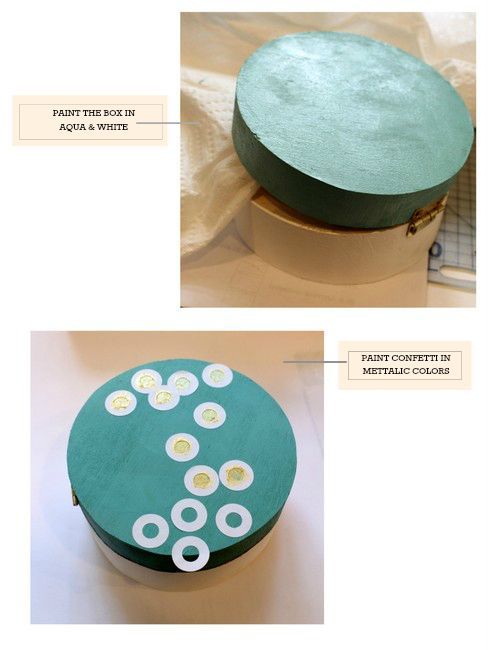 caja de joyeria de puntos de confeti metalicos pintados