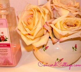 pink roses 10 ways, easter decorations, flowers, gardening, home decor, mason jars, repurposing upcycling, seasonal holiday decor, Small round vase with Pink Roses as I shared in our Pink Powder Room Here