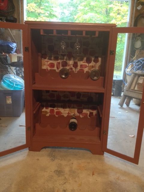 old dresser and now it s a wine cabinet with glass holder, painted furniture, repurposing upcycling