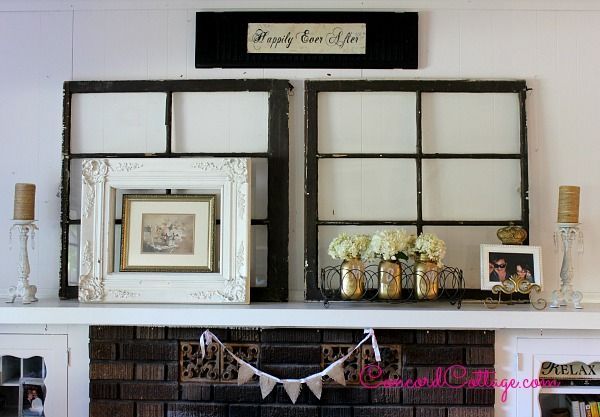 mother s day mantel with old windows, easter decorations, fireplaces mantels, seasonal holiday d cor