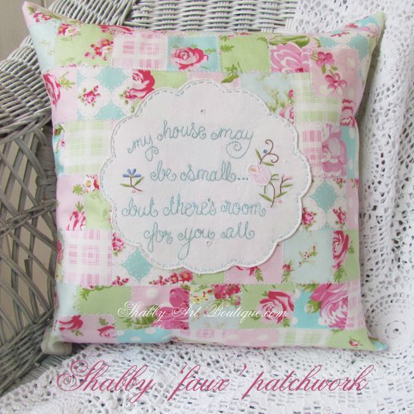 shabby faux patchwork, crafts, home decor
