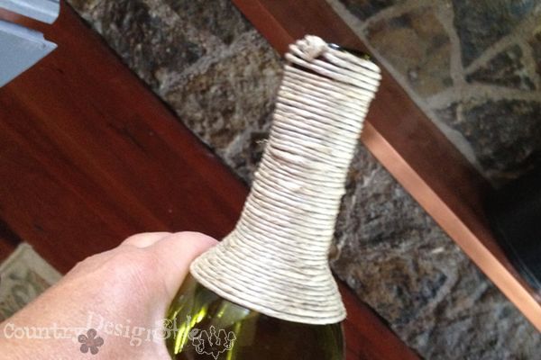 easy project twine wrapped wine bottle, crafts, repurposing upcycling