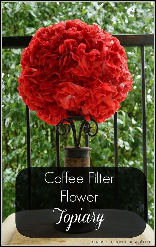 topiaria de flores com filtro de caf