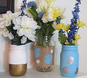 mason jar vases, crafts, home decor, mason jars