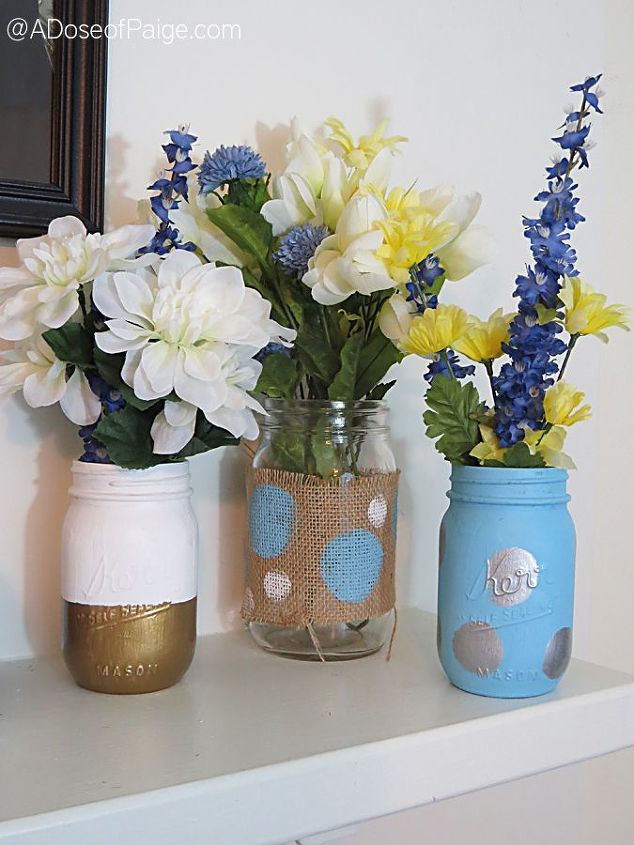 mason jar vases, crafts, home decor, mason jars