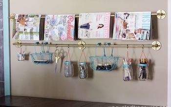 Gold Pipe Hanging Storage for Craft Room