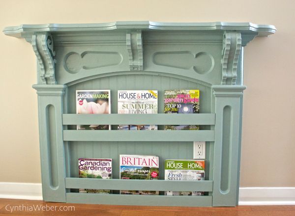 diy antique mantel becomes charming magazine rack, home decor, living room ideas, painted furniture, repurposing upcycling