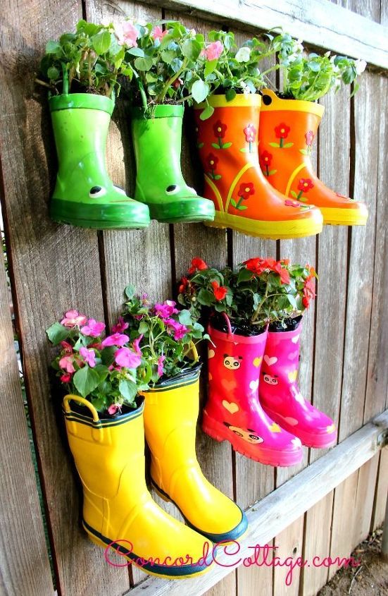 rainboot garden, flowers, gardening, outdoor living, repurposing upcycling