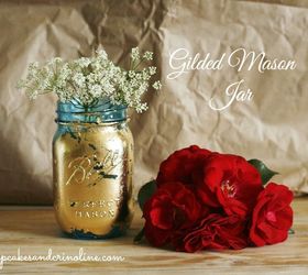 gilded mason jar vase, crafts, mason jars, repurposing upcycling