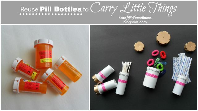 reuse pill bottle to carry little things, cleaning tips, repurposing upcycling