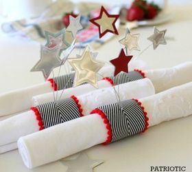 patriotic shooting star napkin rings, crafts, patriotic decor ideas, seasonal holiday decor
