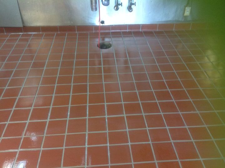 commercial kitchen floor using grout shield color seal, cleaning tips, flooring, tile flooring, After