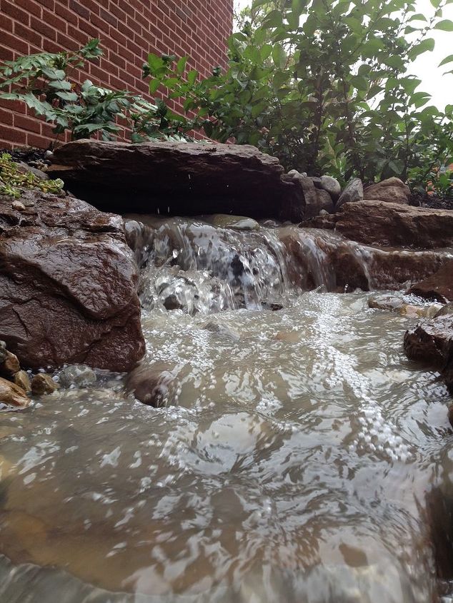 pondless waterfall memorial build, landscape, ponds water features