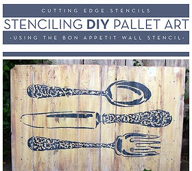 stenciling diy pallet art using the bon appetit wall stencil, crafts, painting, pallet