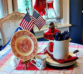 patriotic kitchen nook, kitchen design, patriotic decor ideas, seasonal holiday decor