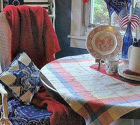 patriotic kitchen nook, kitchen design, patriotic decor ideas, seasonal holiday decor