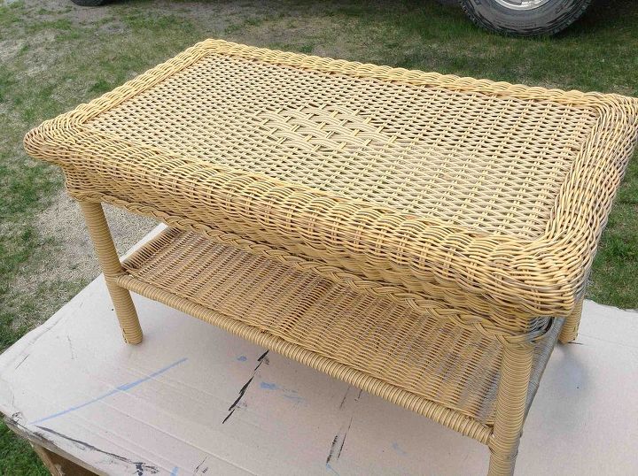 upcycling a wicker coffee table