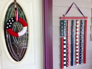 patriotic wooden flag, crafts, patriotic decor ideas, seasonal holiday decor