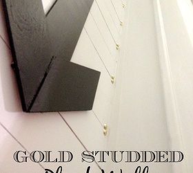 diy gold studded plank wall, diy, wall decor, woodworking projects