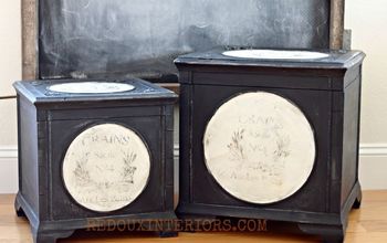 Black and White Fabric Lined Storage Boxes With French Graphic
