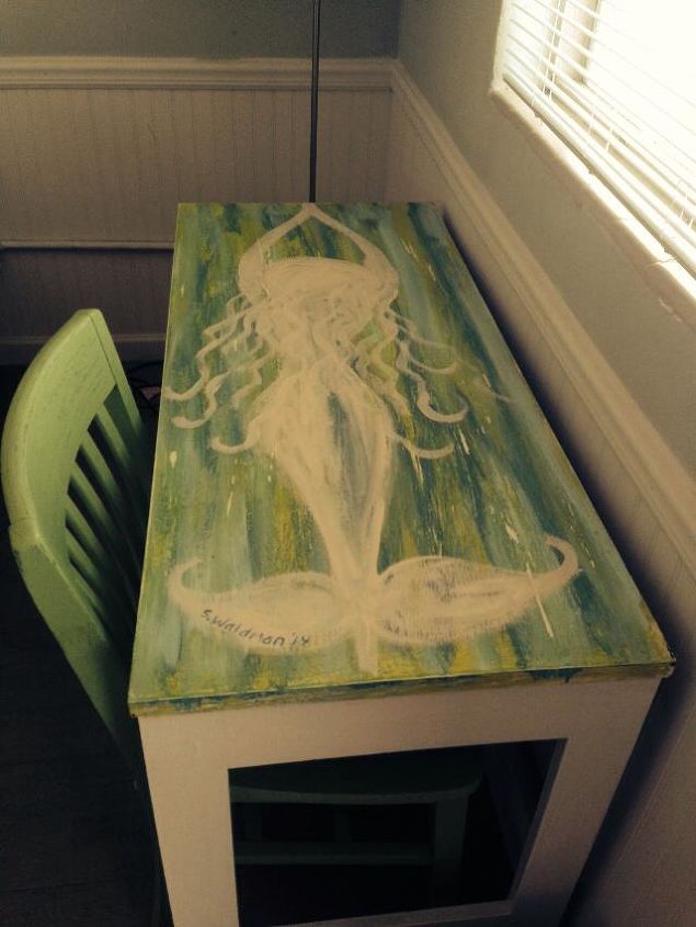 mermaid desk vanity, painted furniture, shabby chic