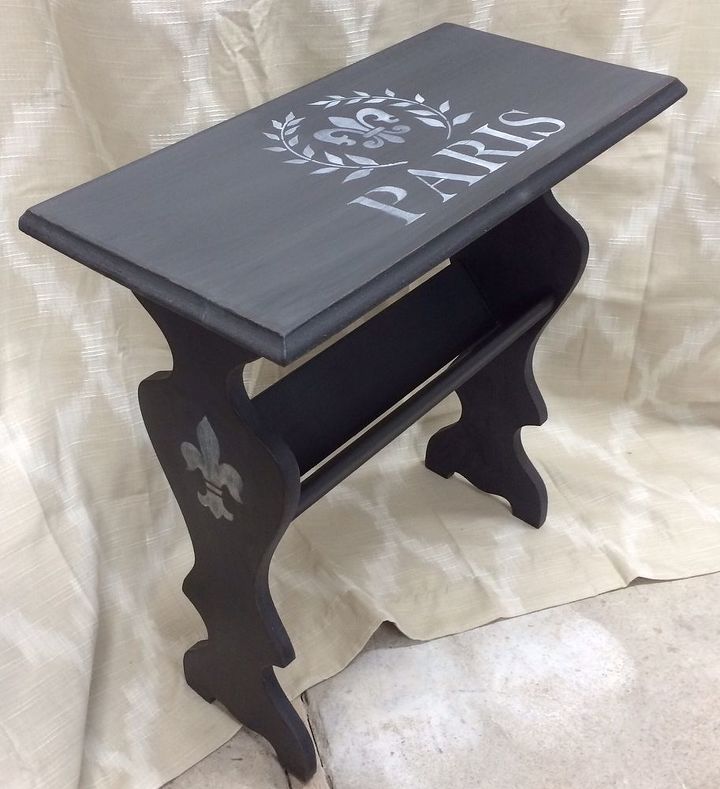 before and after of little antique side table, painted furniture