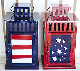 patriotic lanterns, crafts, patriotic decor ideas, repurposing upcycling, seasonal holiday decor