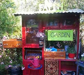 re purposed tv entertainment center now a potting station, gardening, painted furniture, repurposing upcycling