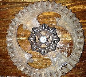 rustic love sign from old farm implement parts, crafts, repurposing upcycling, A spigot added some interest to this gear piece