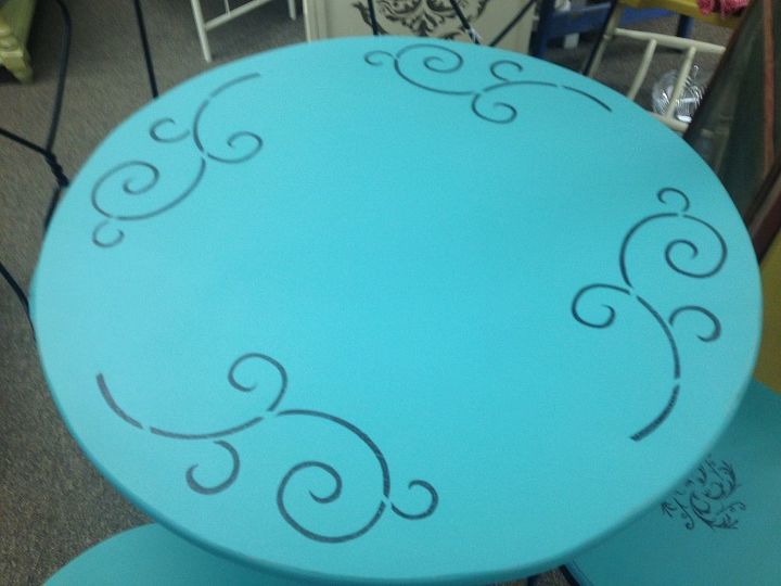ice cream parlor set, chalk paint, painted furniture, Top of table